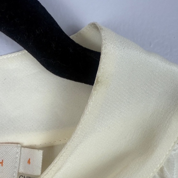 Tory Burch 100% Silk Cream Sleeveless Blouse with Tie Neck - Picture 6 of 9